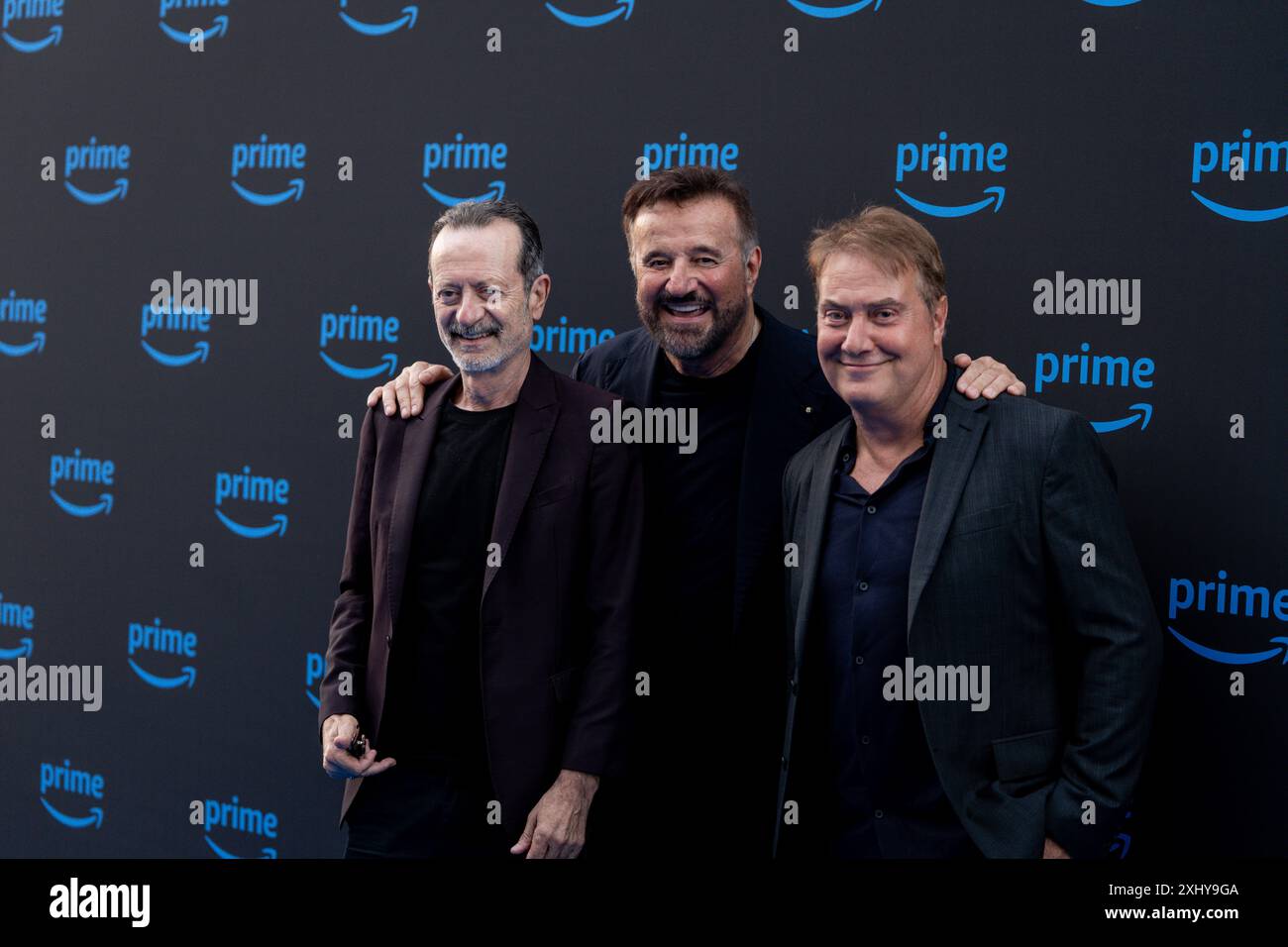 ROME, ITALY - JULY 15: Rocco Papaleo, Christian De Sica and Corrado Guzzanti attend the photocall of Prime Video 2024 at Villa Miani in Rome(ph: Giova Stock Photo