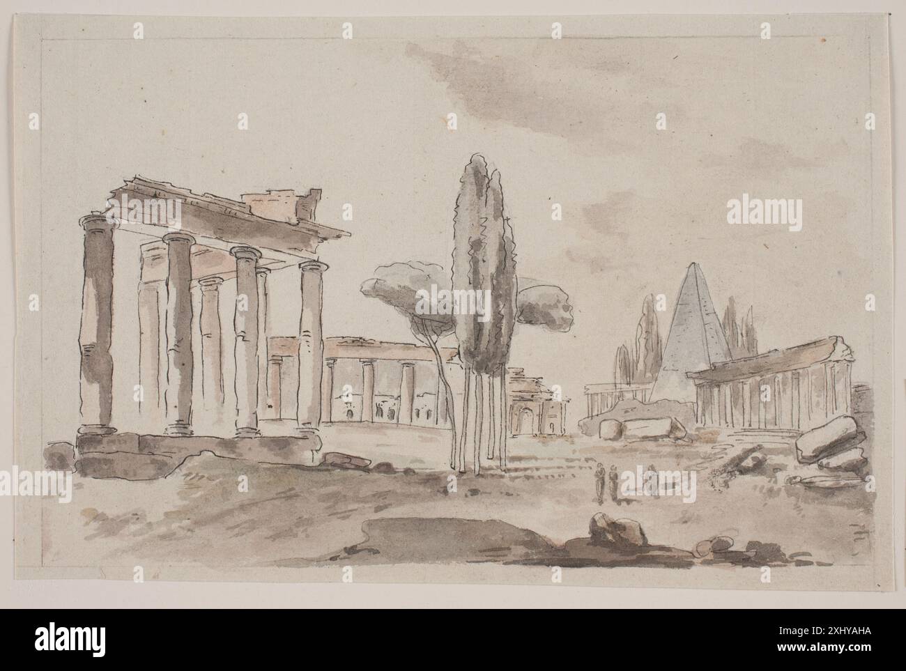 Roman "prospectus Lund, Jens Petersen 1725 1793 Drawing Italiensk
