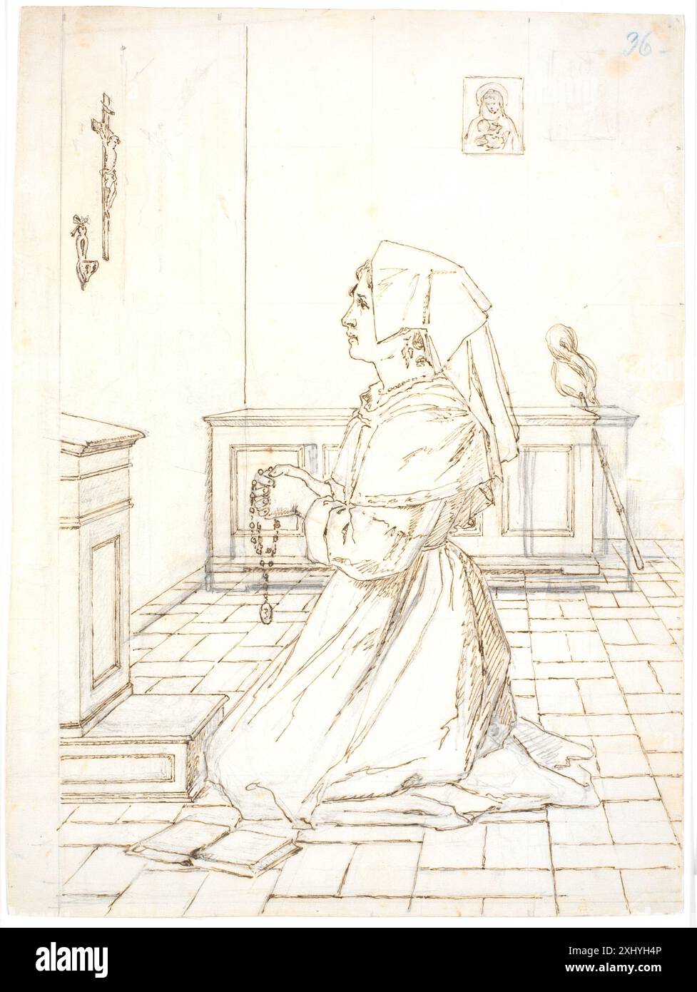 Kneeling woman in prayer hi-res stock photography and images - Alamy