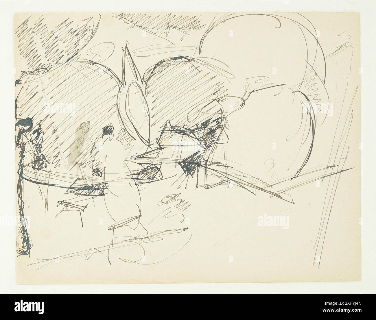Drawing by Edvard Weie showing a composition study for the Langelinie ...