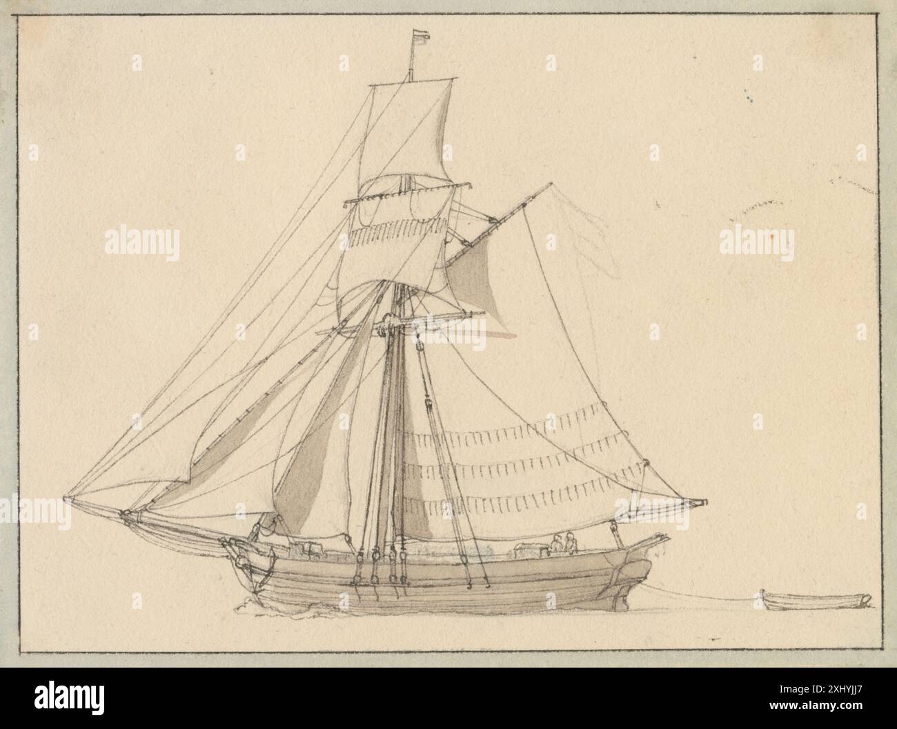 Rectangular Sail Sloop A drawing depicting a sloop under sail, highlighting the hull, sails ...
