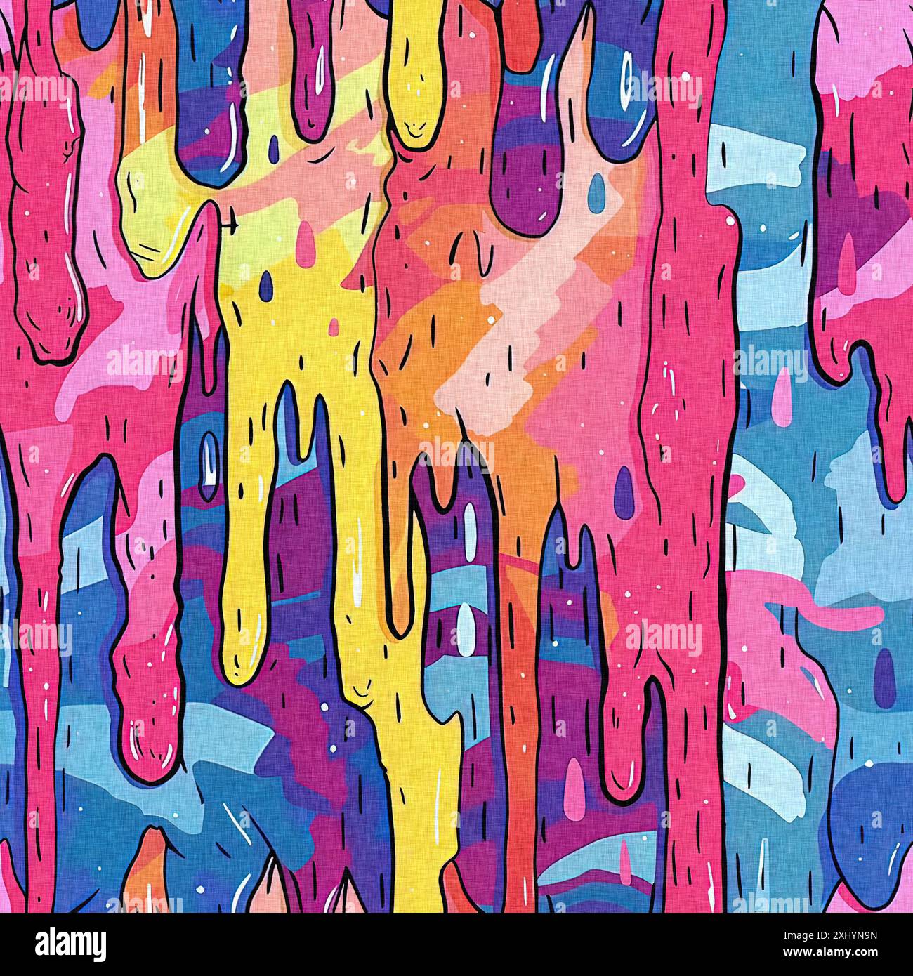 Fun dripping paint effect digital pattern with whimsical ink splodge ...