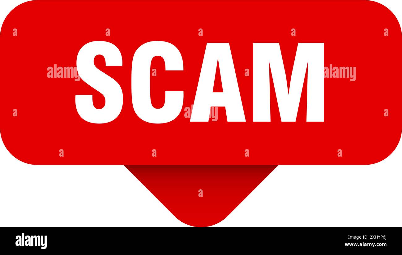 scam sticker. scam sign on transparent background. rectangular button Stock Vector