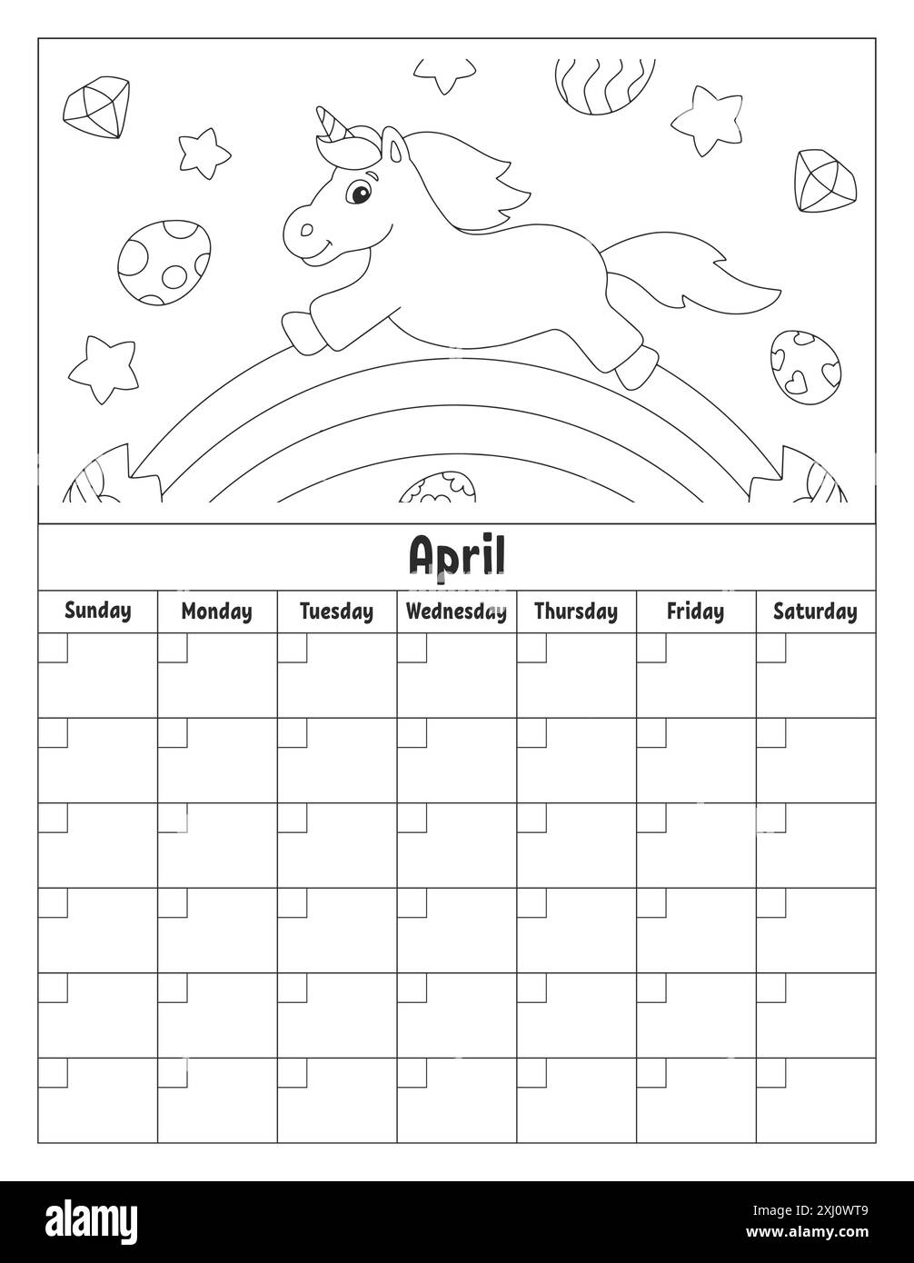 Blank calendar template for one month without dates. Colorful design ...