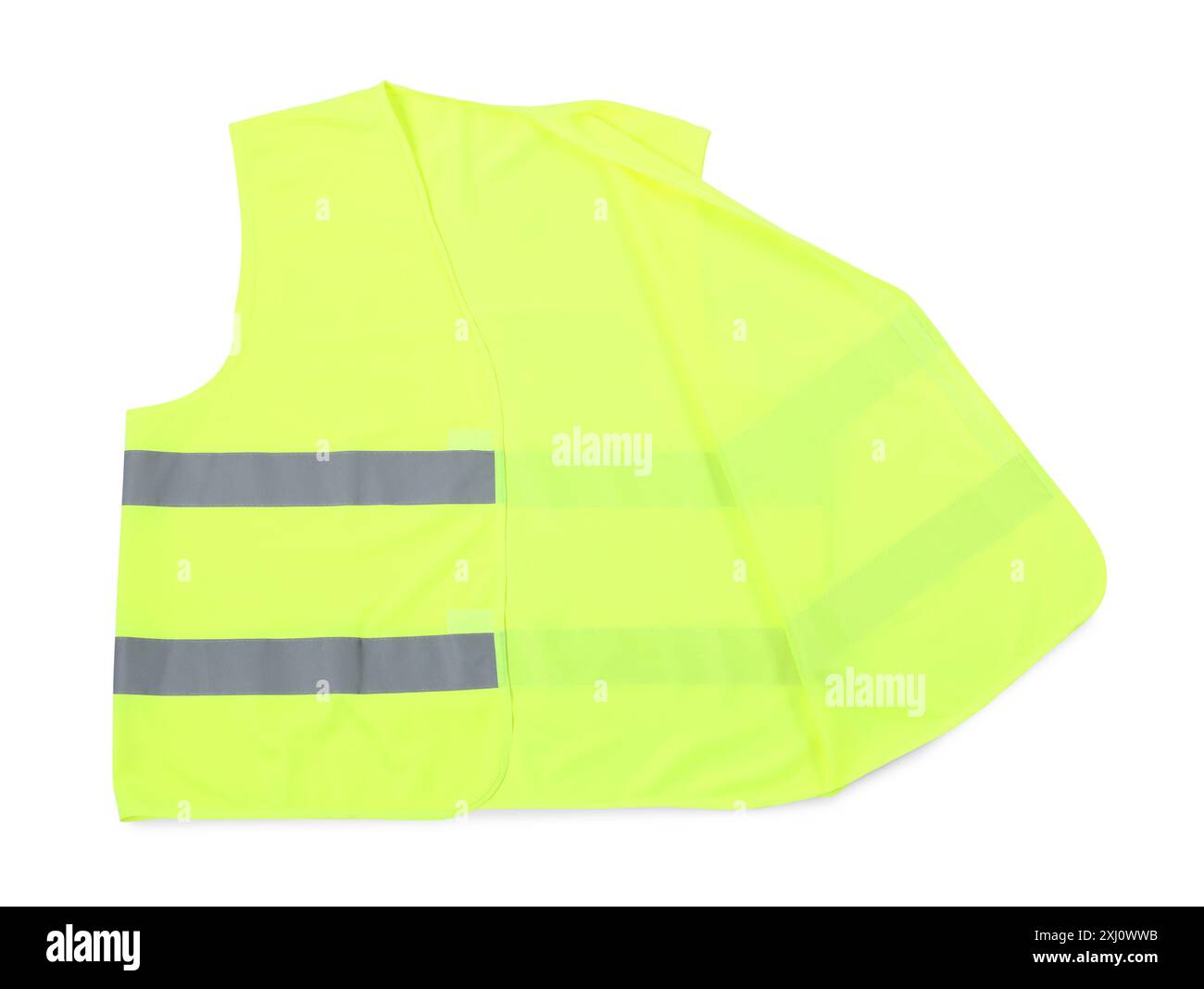Reflective vest isolated on white, top view. Safety equipment Stock ...