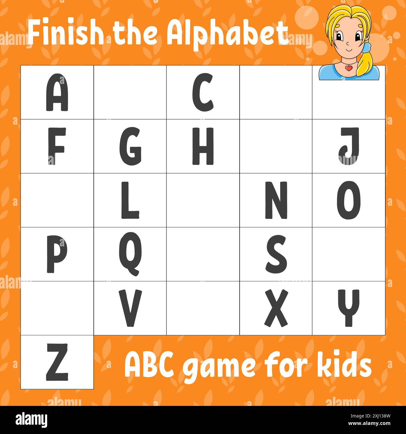 Finish the alphabet. ABC game for kids. Education developing worksheet ...