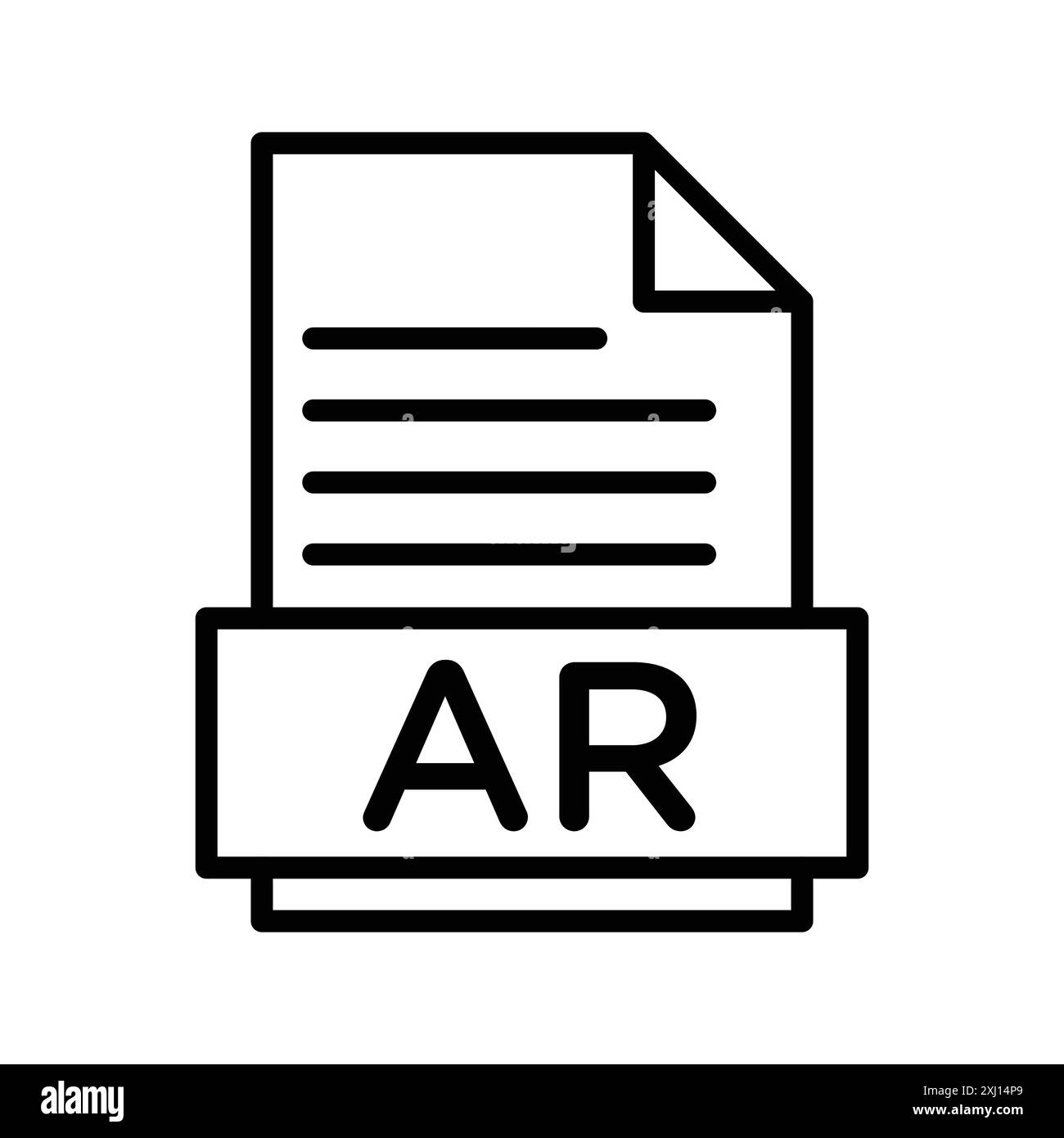 AR File Document Icon linear logo mark set collection in black and white for web Stock Vector