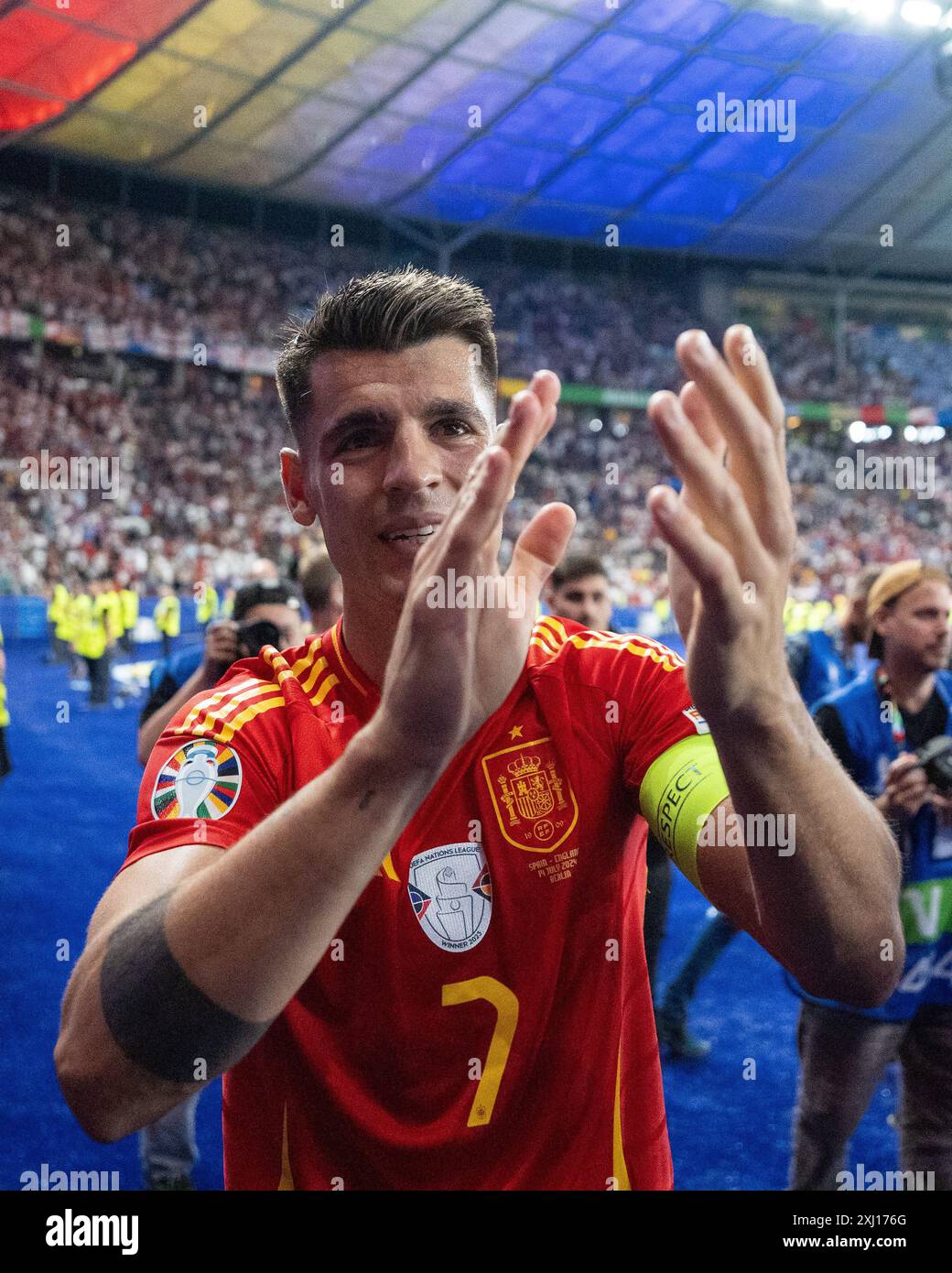 BERLIN, GERMANY JULY 14 Alvaro Morata of Spain celebrates after