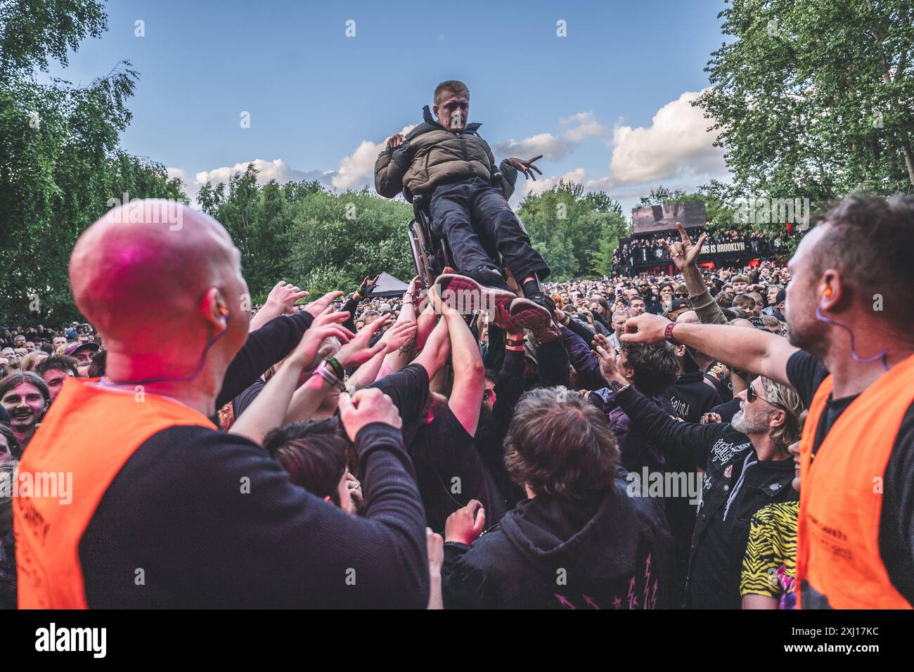Copenhagen, Denmark. 19th, June 2024. A concert goer in a wheel chair ...