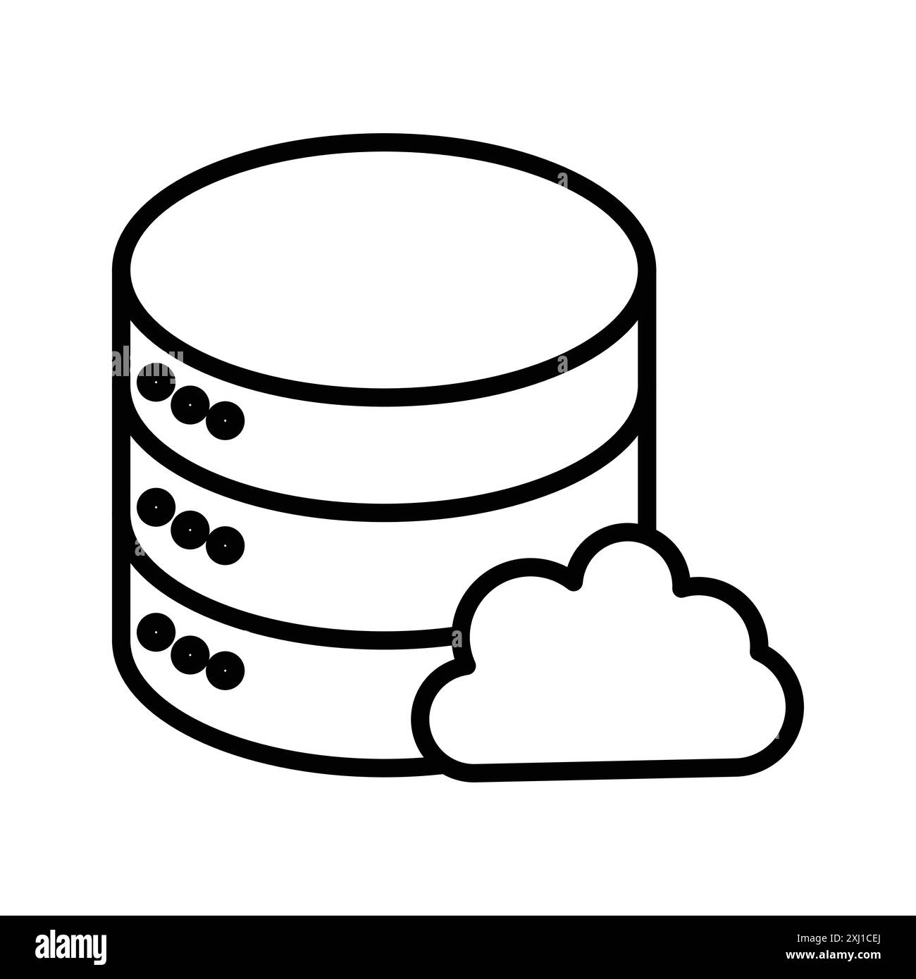 Cloud database icon linear logo mark set collection in black and white ...