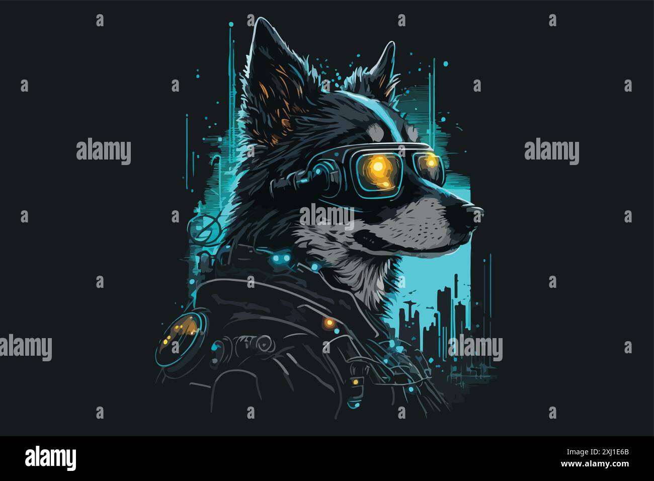 Dog cyberpunk vector illustration Stock Vector Image & Art - Alamy