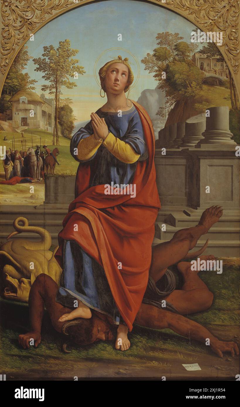 Saint Attributes Painting by Ortolano (1487–1525) depicting St. Margaret. The artwork ...