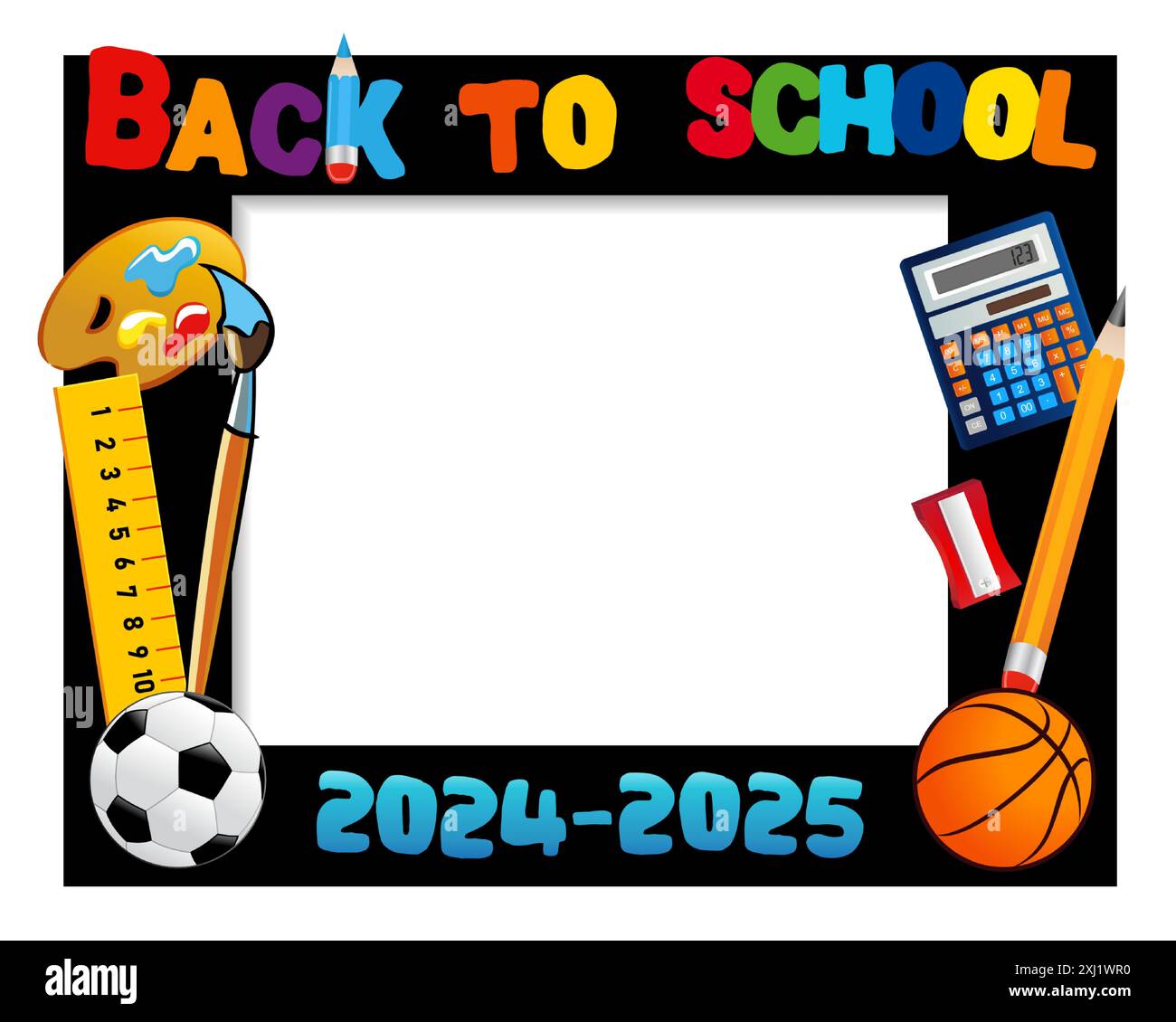 Back to school 20242025, booth photo frame design. Creative vector