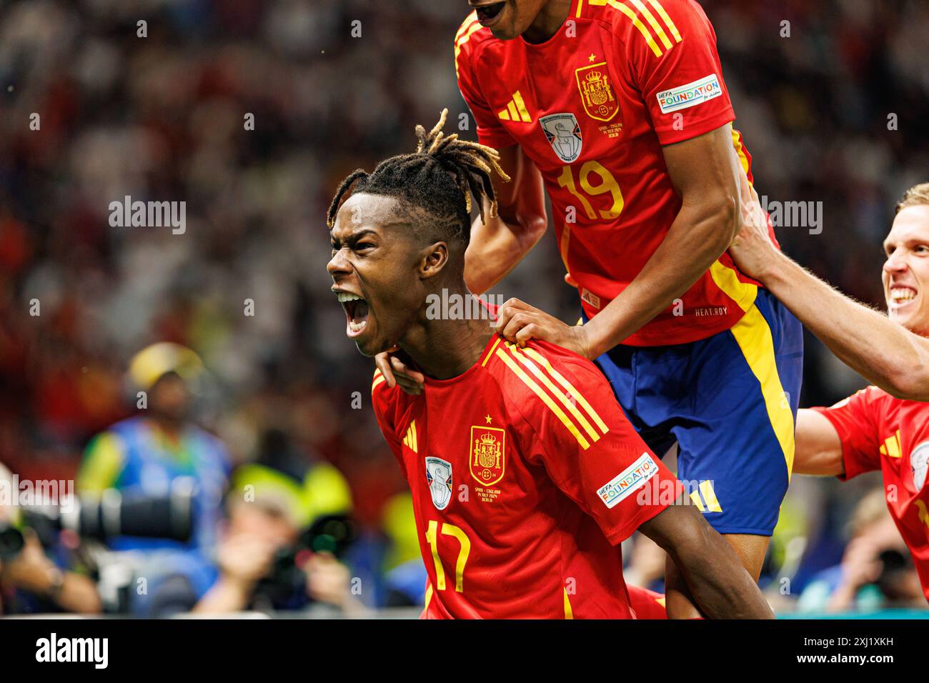 Nico Williams seen celebrating after scoring goal during UEFA Euro 2024