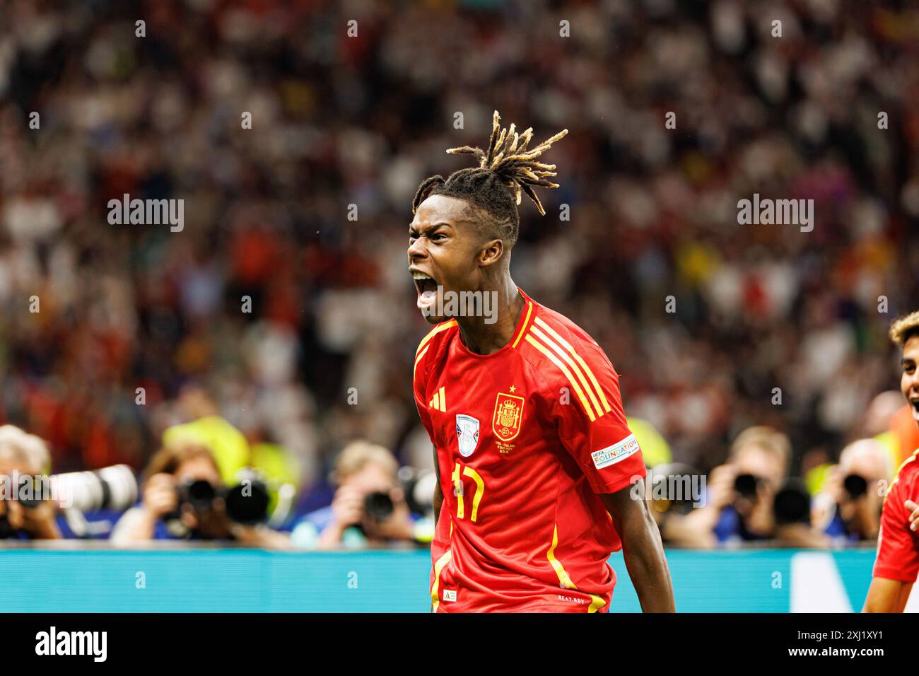 Nico Williams seen celebrating after scoring goal during UEFA Euro 2024