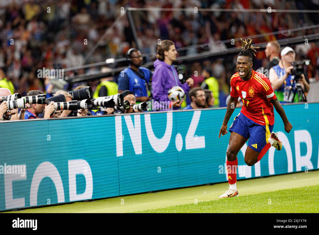 Nico Williams seen celebrating after scoring goal during UEFA Euro 2024