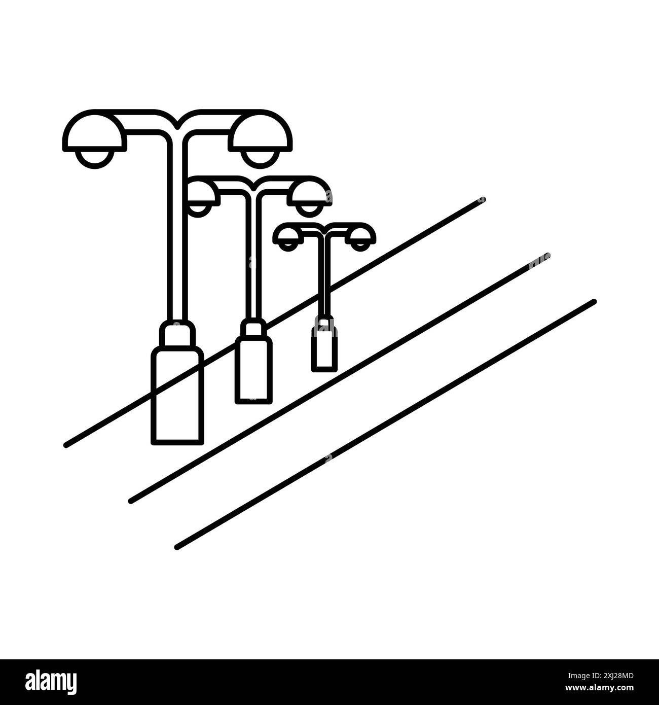 Street lighting icon linear logo mark set collection in black and white ...