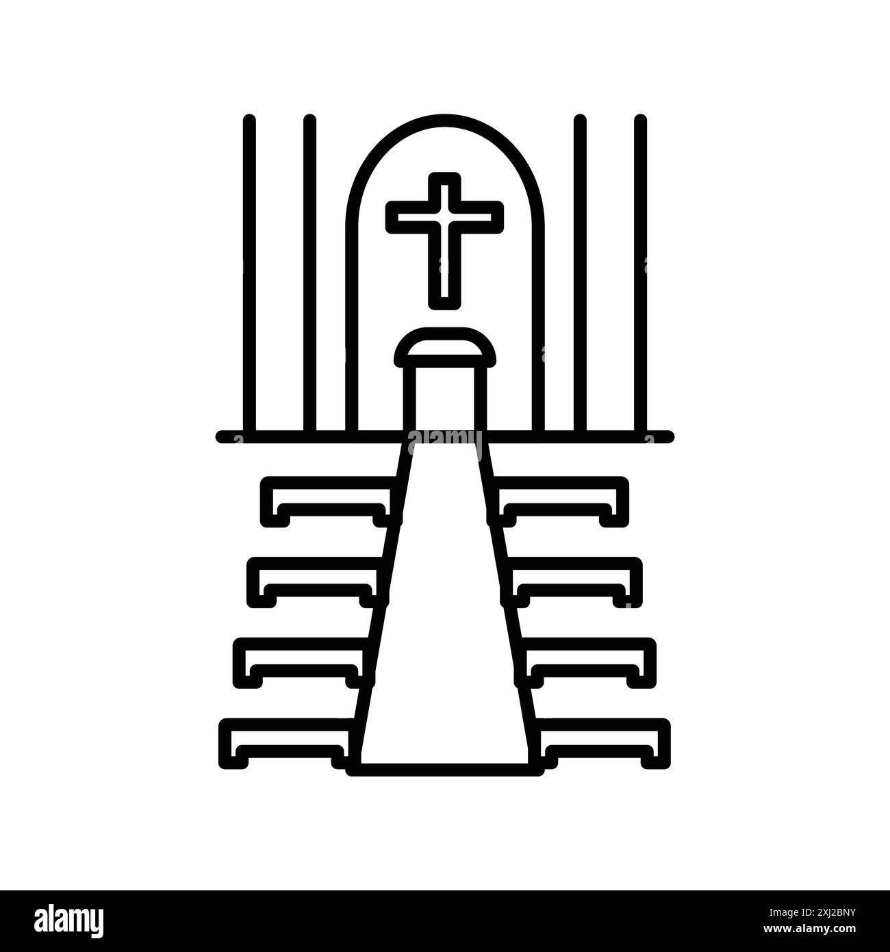 view inside catholic church icon linear logo mark set collection in black and white for web Stock Vector