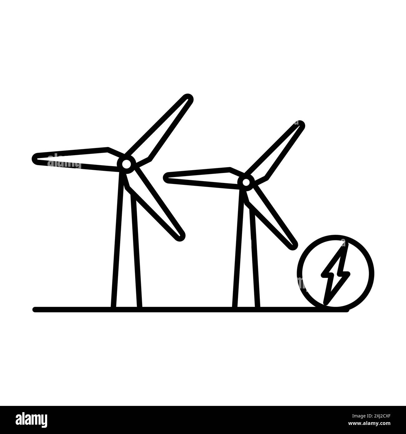 Wind power plant icon linear logo mark set collection in black and ...