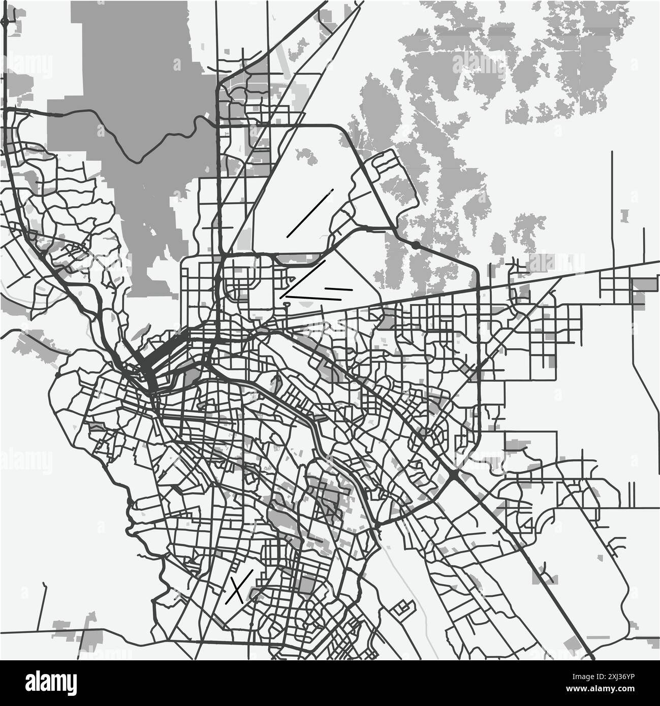 Map of El Paso in Texas in grayscale. Contains layered vector with ...
