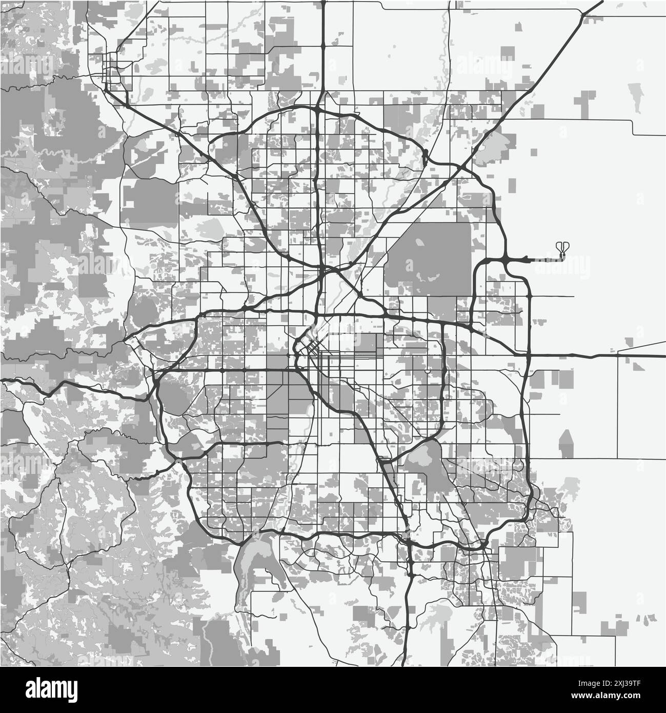 Map Of Denver In Colorado In Grayscale Contains Layered Vector With Map Of Denver In Colorado In Grayscale Contains Layered Vector With Roads Water Parks Etc 2XJ39TF