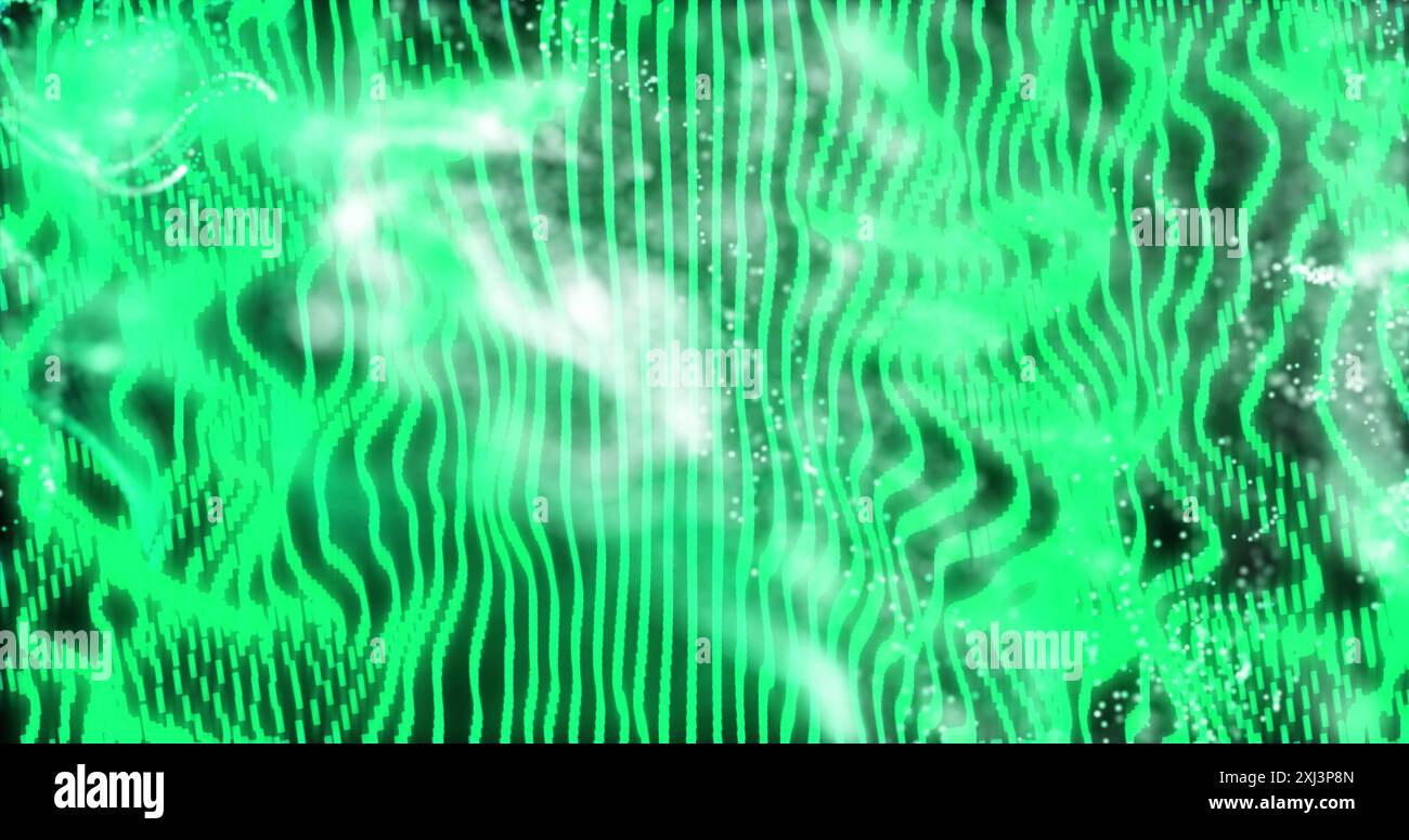 Image of green shapes and lines on black background. Abstract ...