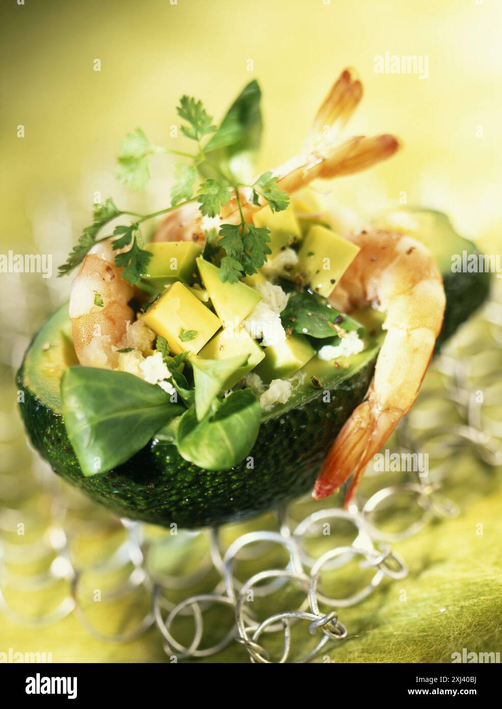 avocado surprise with prawns and crab Stock Photo