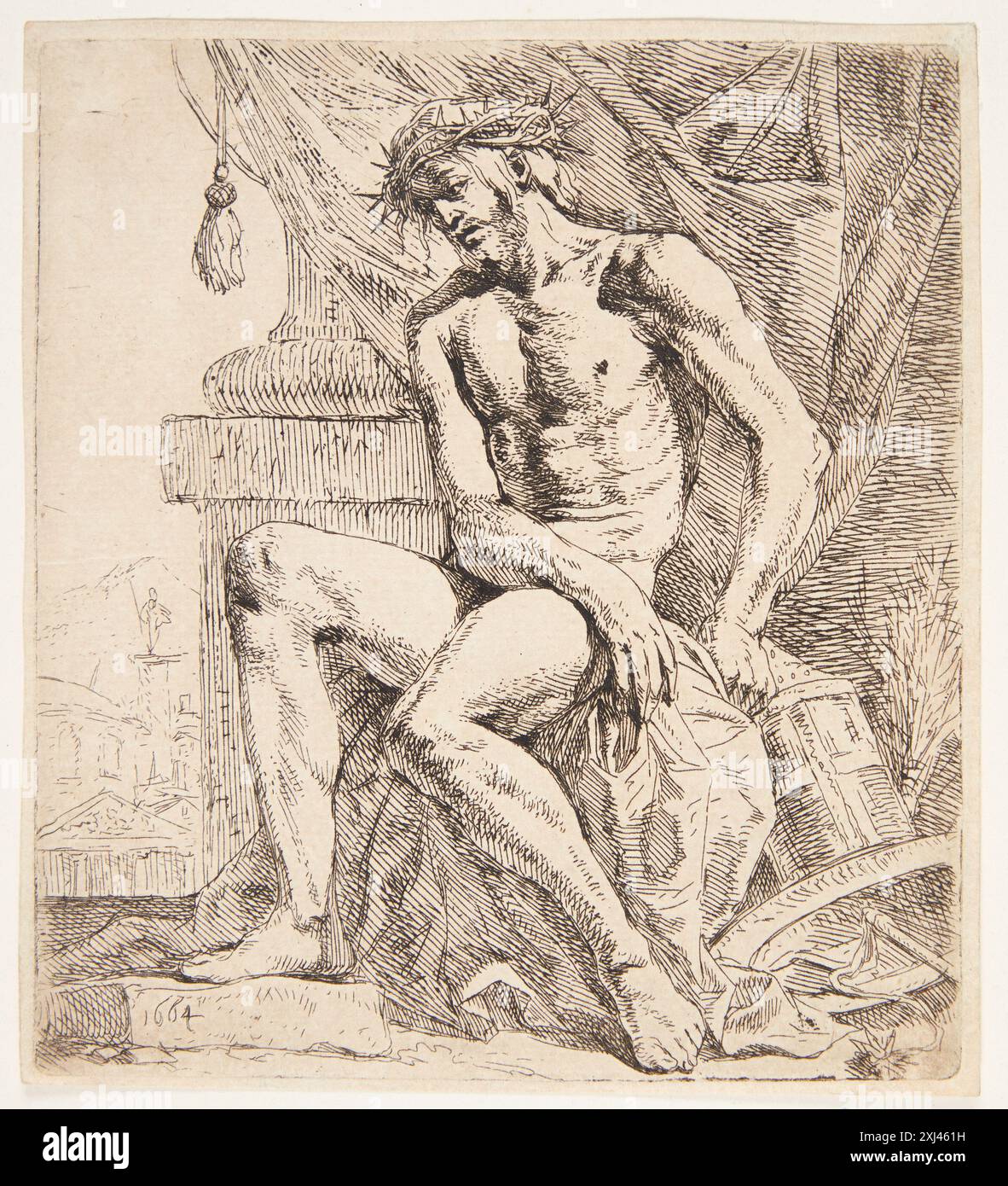 Etching by Leendert van der Cooghen depicting Christ in suffering ...