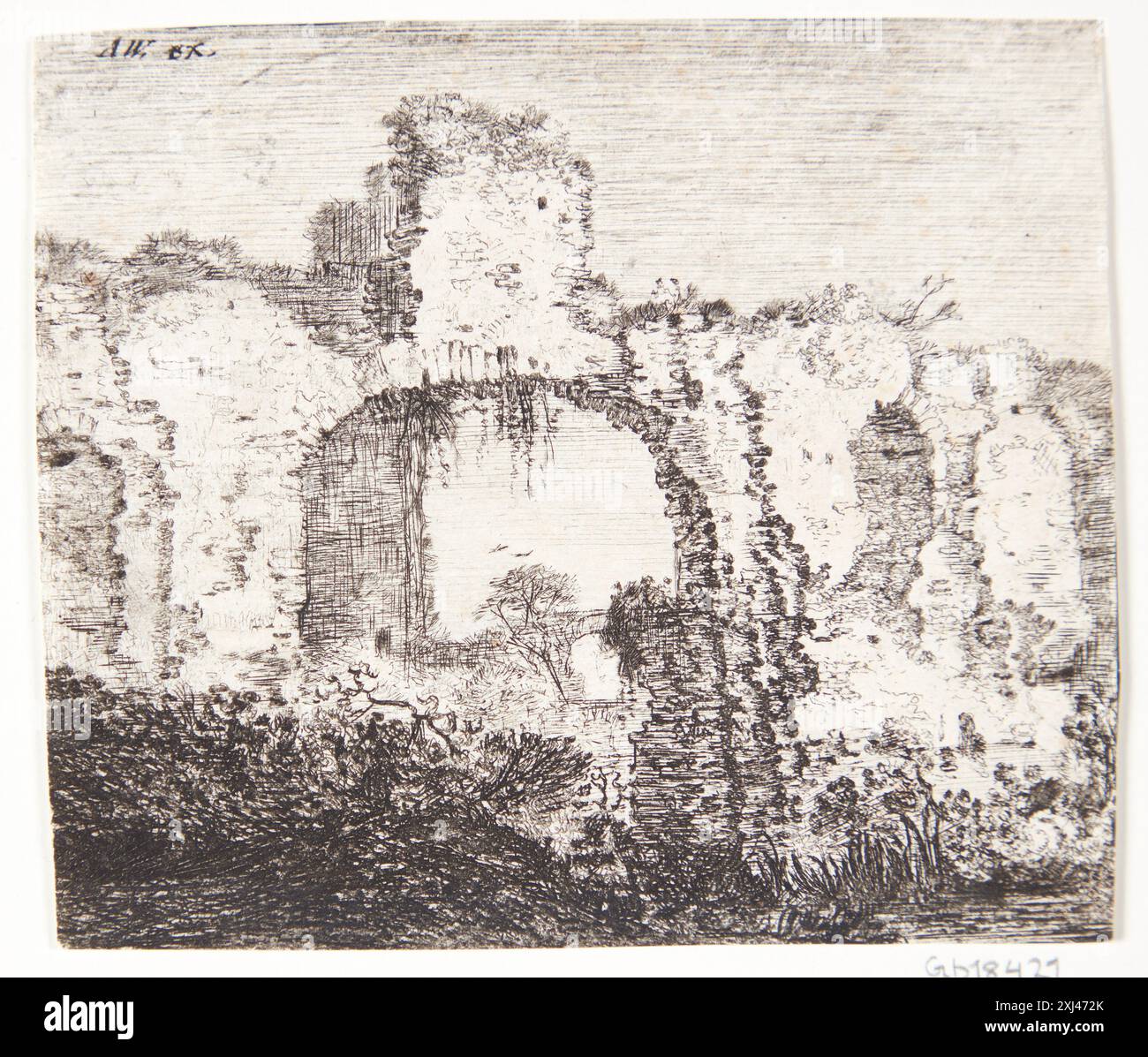 Etching by Jan Ruyscher and Anthonie Waterloo depicting an overgrown ...