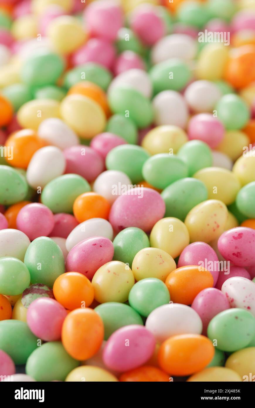 Easter egg station with small Easter eggs Stock Photo