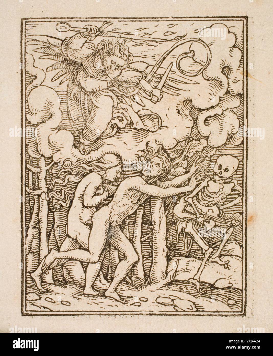 Drawing of Marie Magdalene kneeling at a cross, depicting religious ...