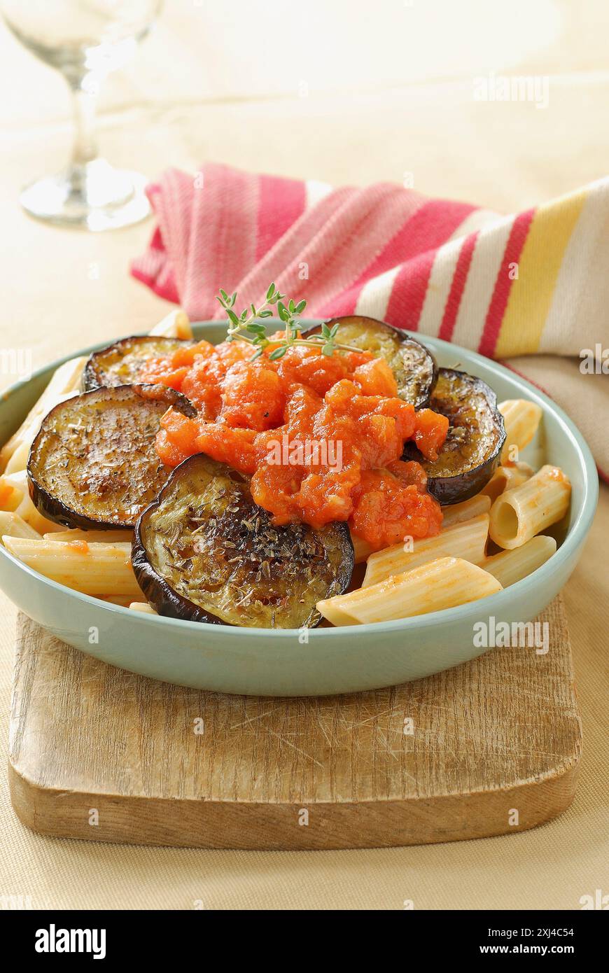 Pennony Pennoni with eggplants and tomatoes Stock Photo - Alamy