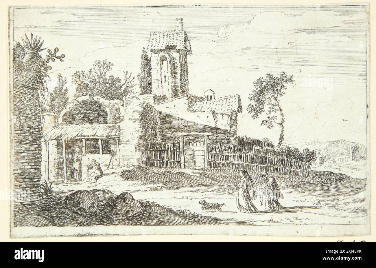 Etching by Herman van Swanevelt depicting a decayed Roman building with ...