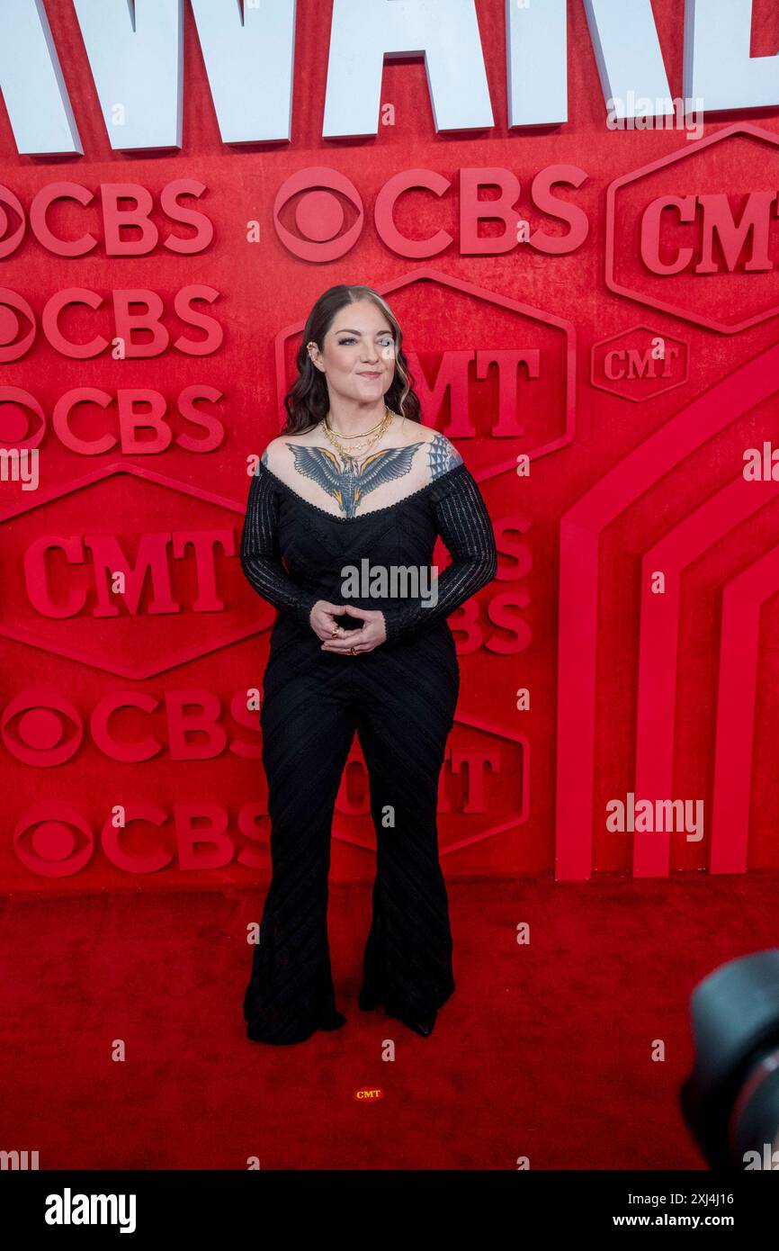 Country singer ASHLEY MCBRYDE walks the red carpet and poses for photographs prior to the CMT Music Awards show at Austin's Moody Center on April 6, 2024. Stock Photo