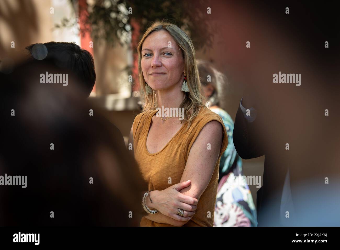 Marseille, France. 05th July, 2024. Pascaline Lecorché seen during a support meeting in Marseille. Raphael Glucksmann visits the candidates of the Nouveau Front Populaire (NFP) for a support meeting in Marseille ahead of the second round of the French parliamentary elections on 7 july 2024. (Photo by Laurent Coust/SOPA Images/Sipa USA) Credit: Sipa USA/Alamy Live News Stock Photo