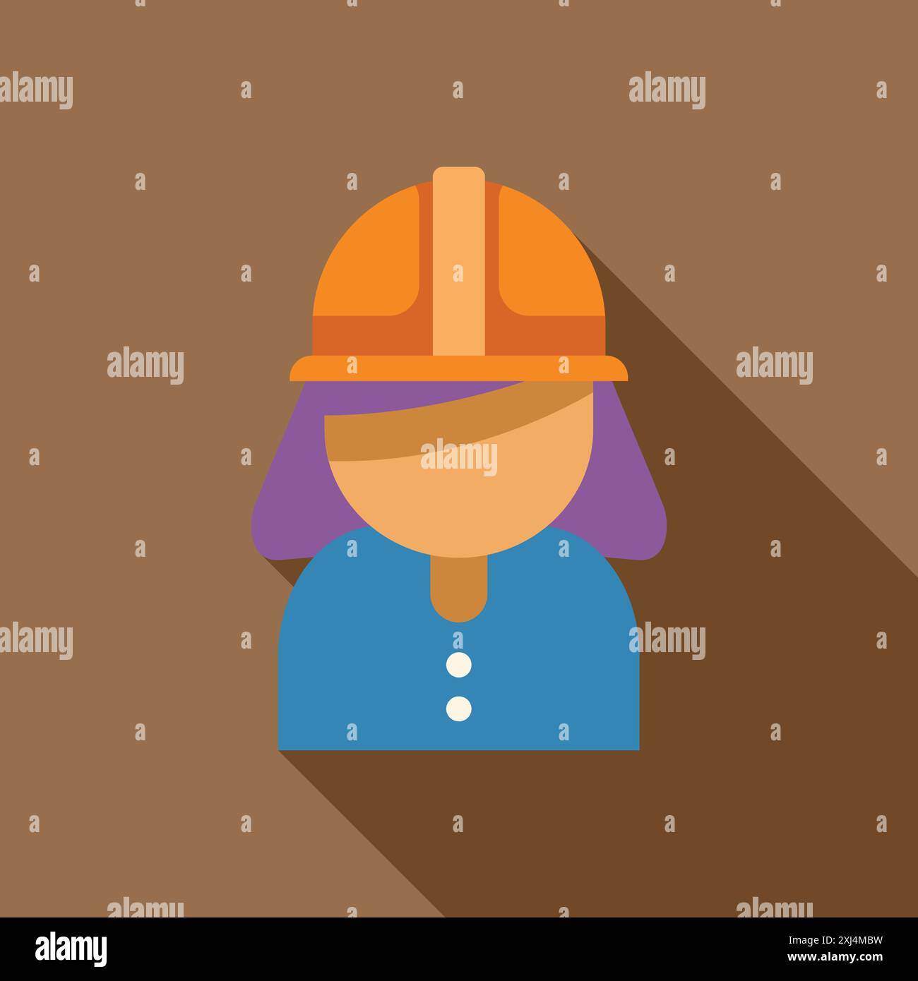 Flat design icon of a female construction worker wearing a hard hat ...
