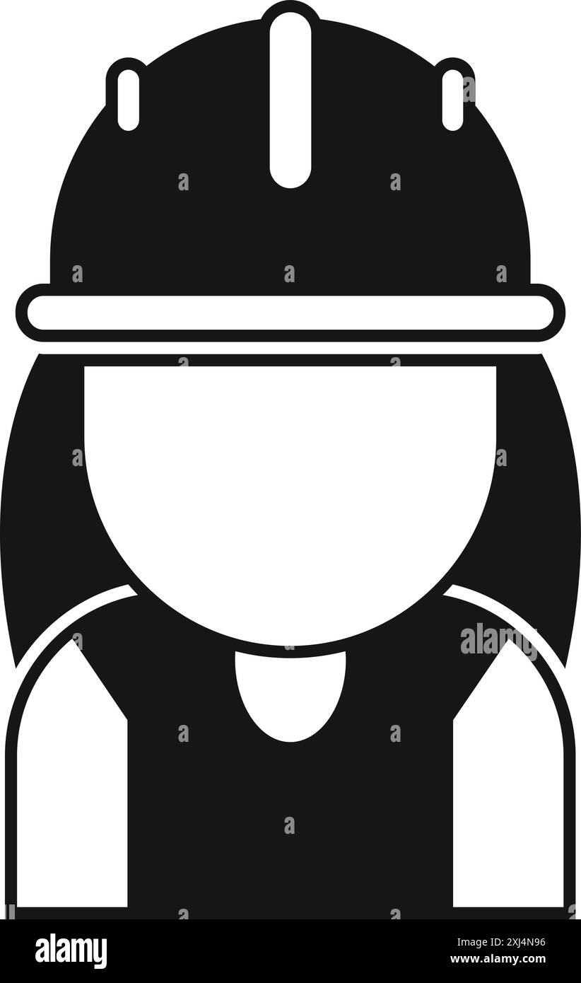 Black and white icon of a female construction worker wearing a hard hat ...