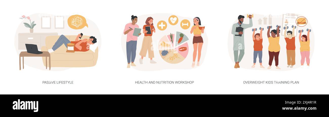 Break unhealthy habits isolated concept vector illustration set Stock ...