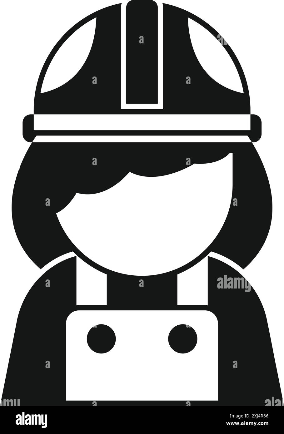 Black and white icon of a female construction worker wearing a hard hat ...