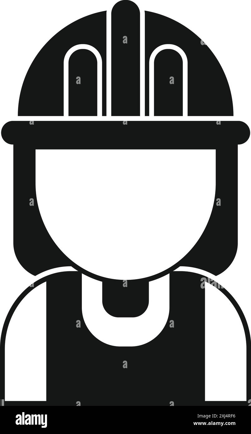 Black and white icon of a female construction worker wearing a hard hat ...
