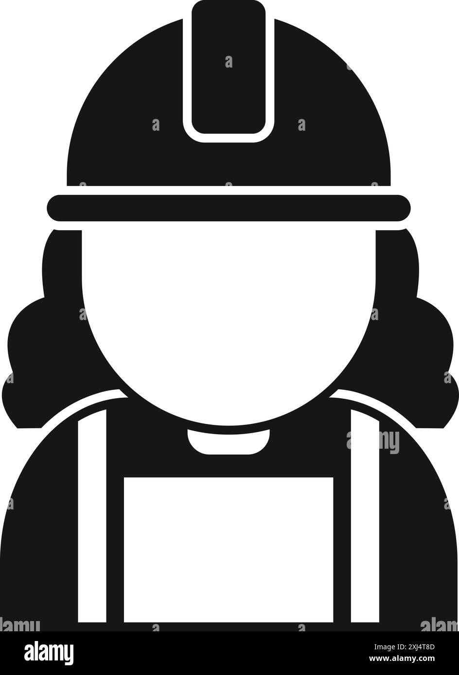 Black and white icon of a female construction worker wearing a hard hat ...