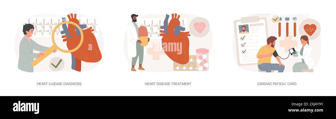 Cardiovascular illness isolated concept vector illustration set Stock ...