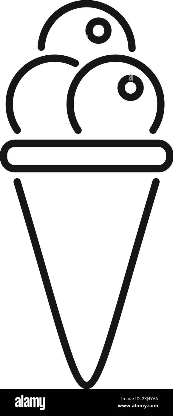 Simple black and white line art illustration of an ice cream cone Stock ...