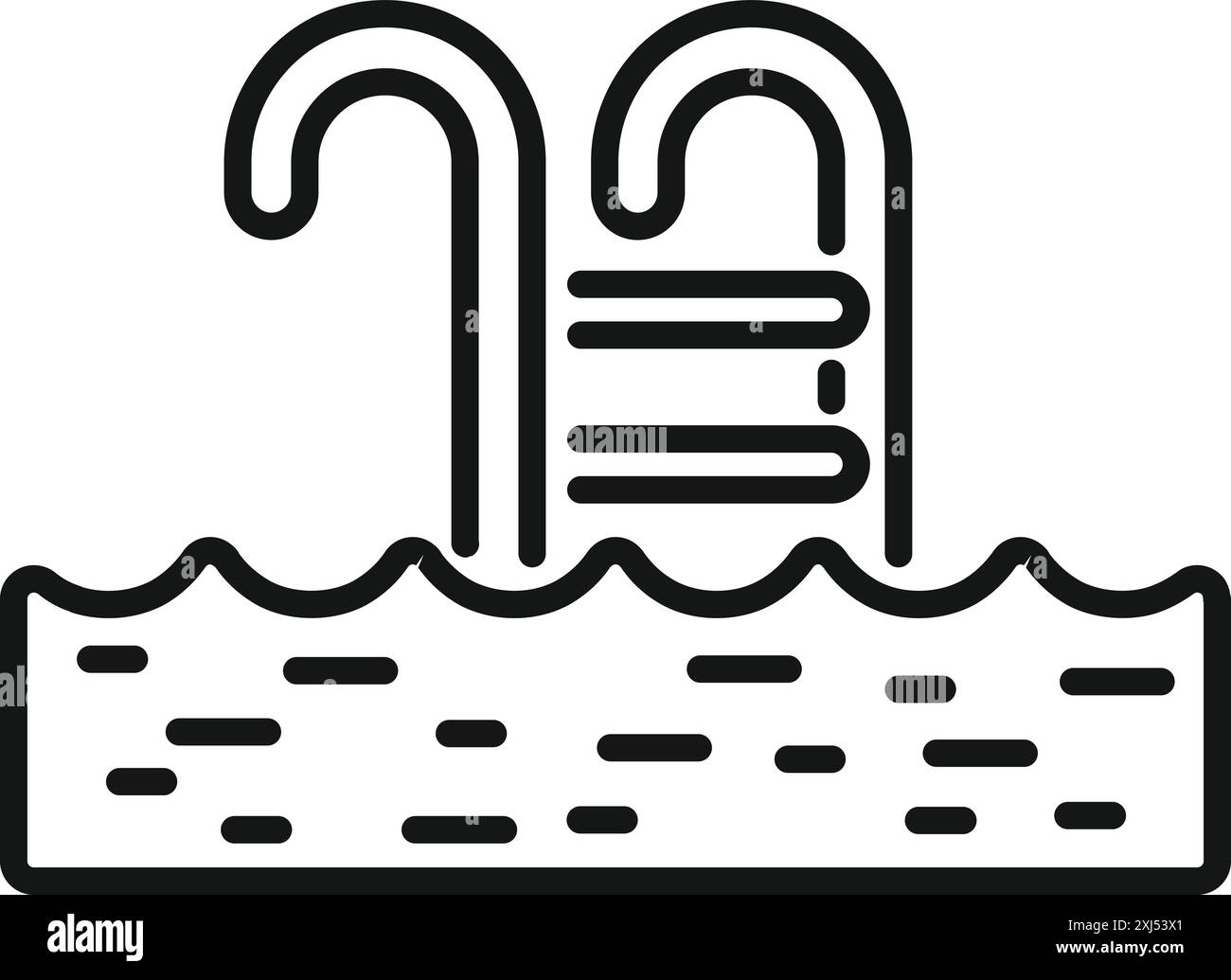 This minimalist icon represents a swimming pool with a ladder, perfect ...
