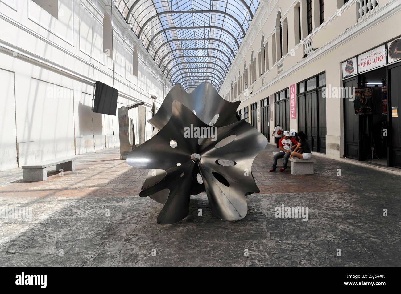 Merida, Yucatan, Mexico, Central America, Modern metal sculpture in a ...