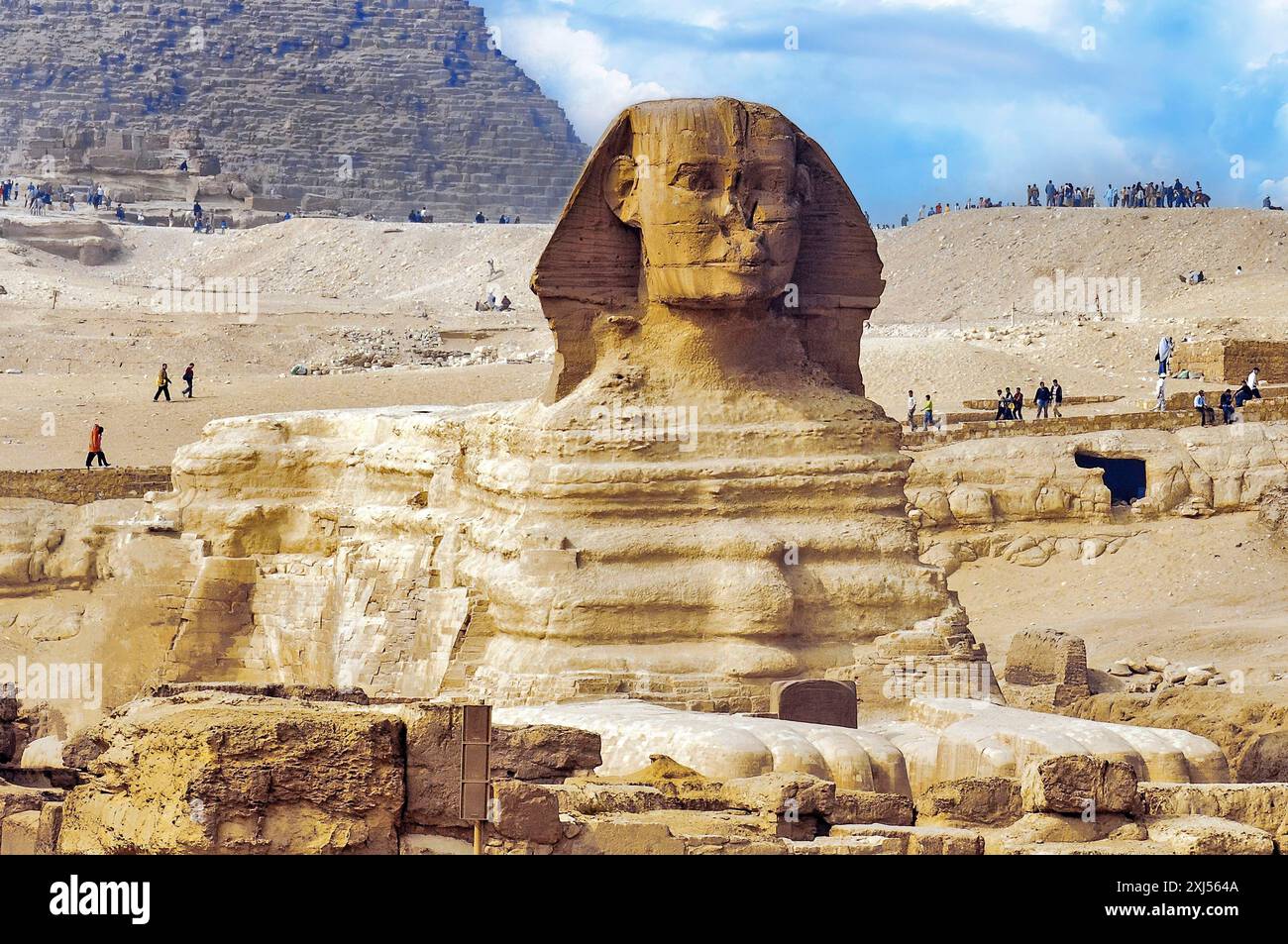 Complete full view of Sphinx of Giza from ancient Egyptian
