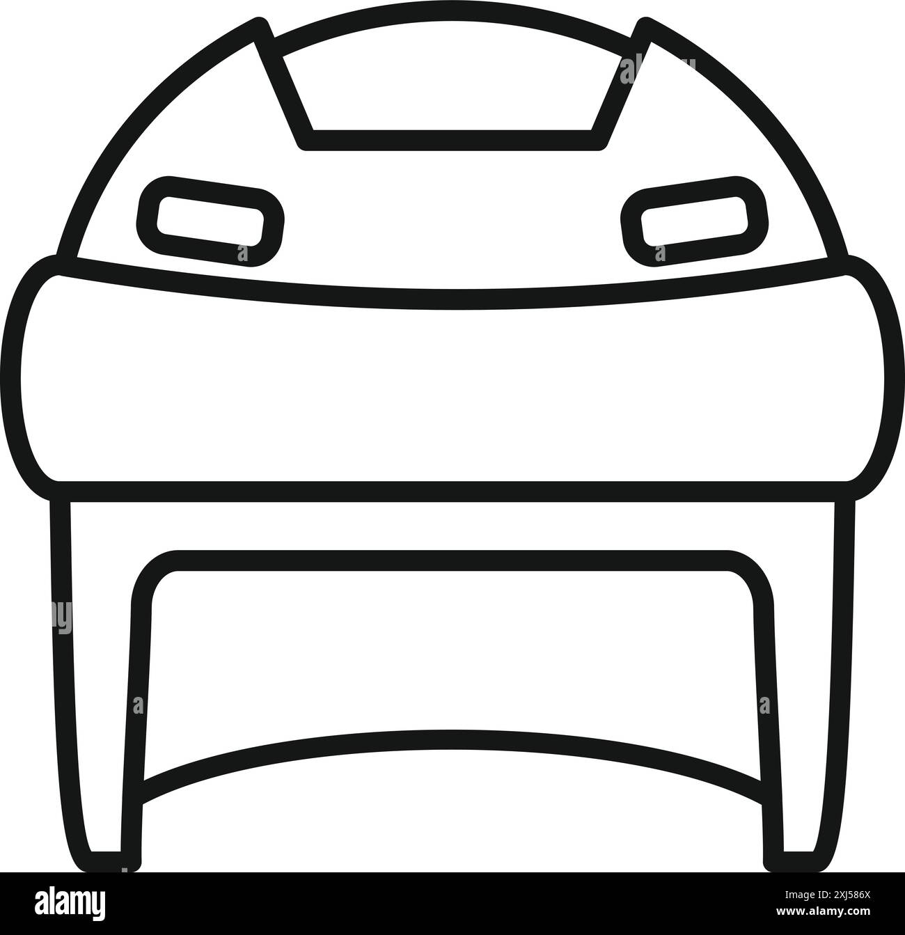 Simple line icon of a hockey helmet, essential safety gear for players on the ice Stock Vector