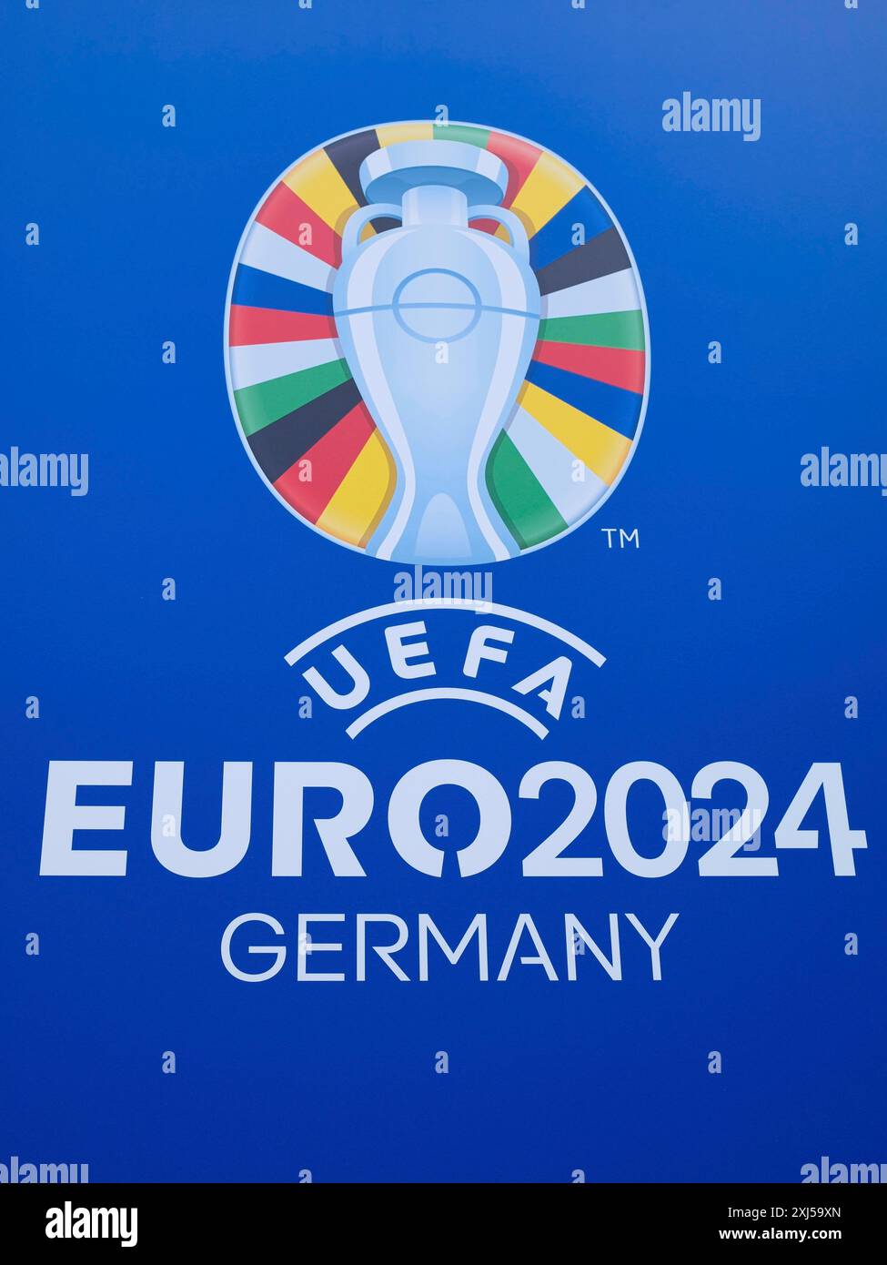 Logo of the UEFA euro 2024 European Football Championship in Germany, Duesseldorf, Germany Stock Photo