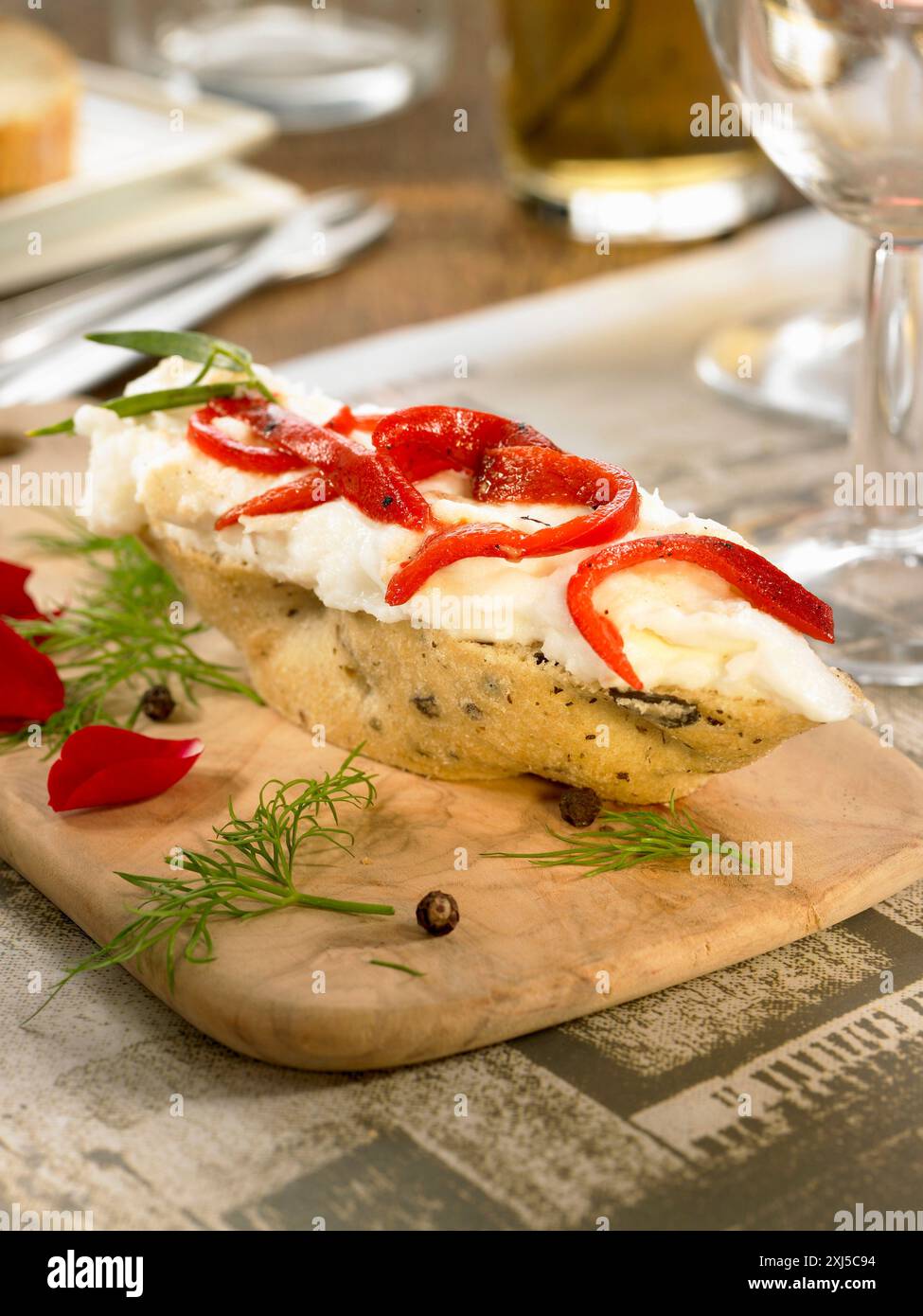 Cod brandade open sandwich Stock Photo - Alamy