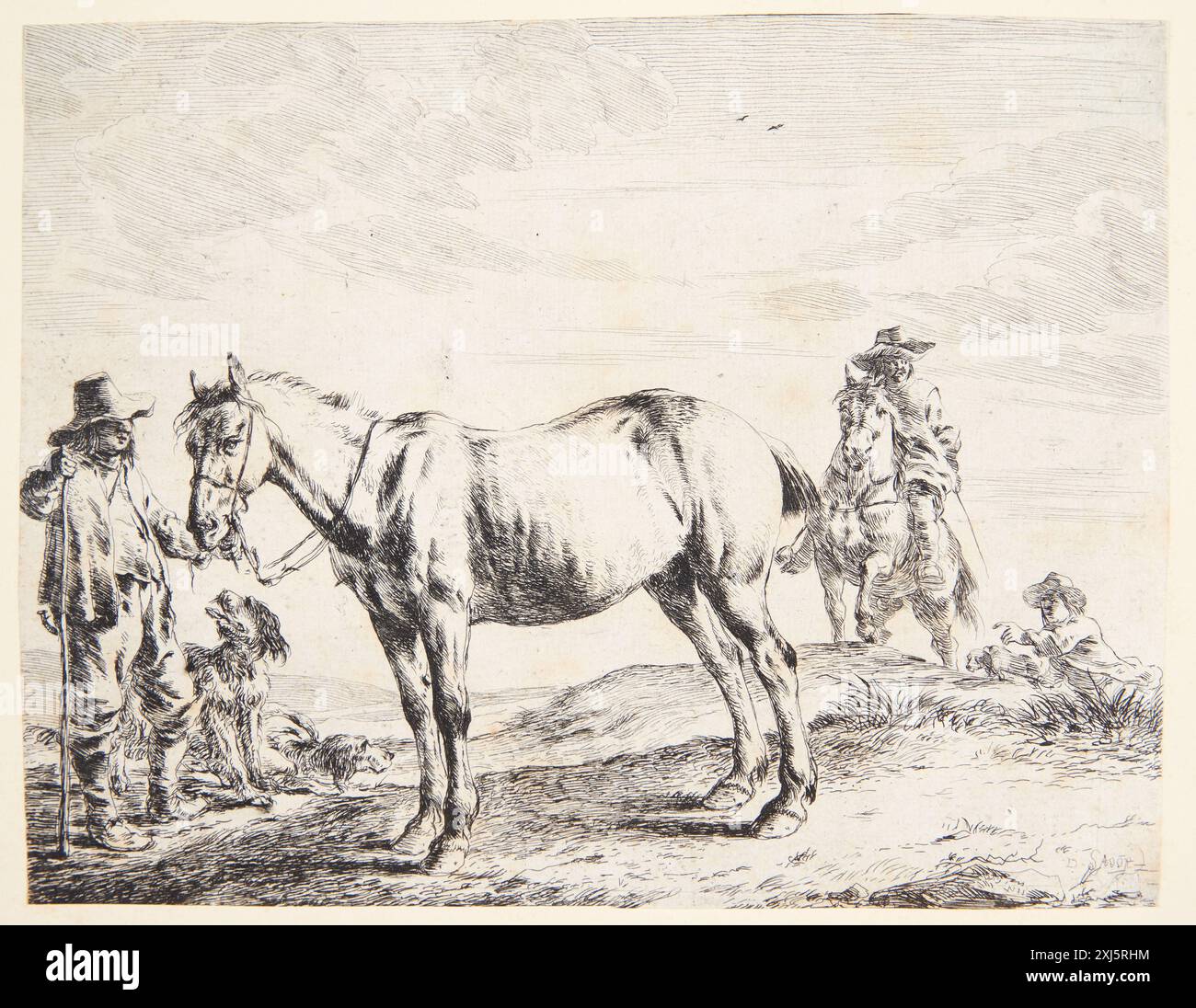 Etching by Dirk Stoop and Clement de Jonghe showing a man holding a ...